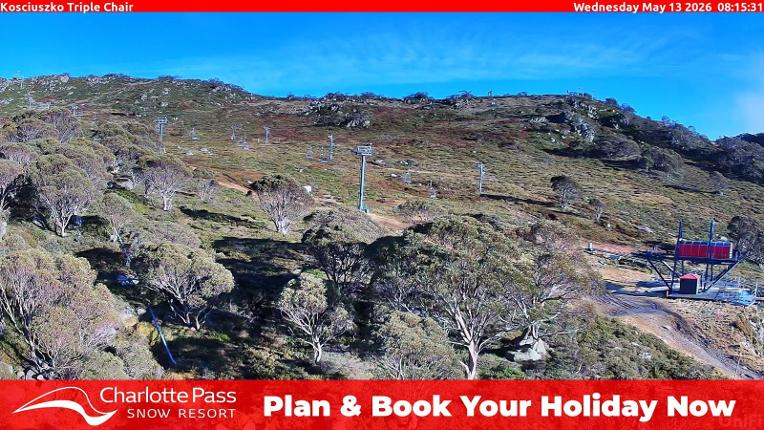 Webcam Charlotte Pass: Kosciuszko triple chair